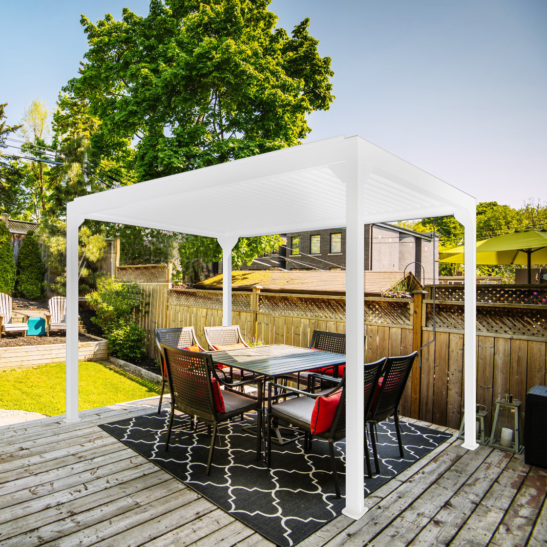 Hvit Premium Pergola | Åpningsbare lameller - 3x3m