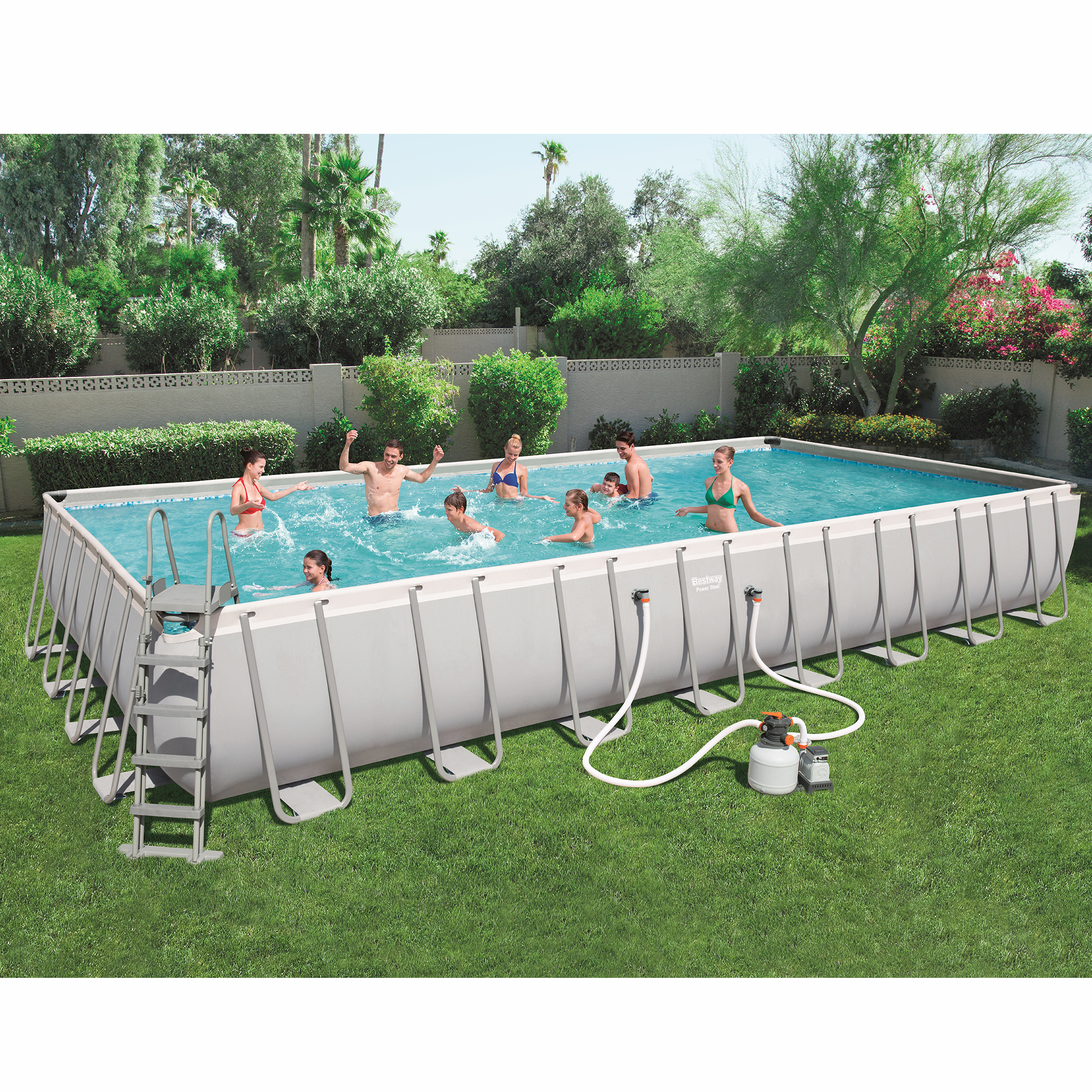 Bestway basseng ovan mark 9,6x4,9m - 132cm djup | Power Steel (56623)