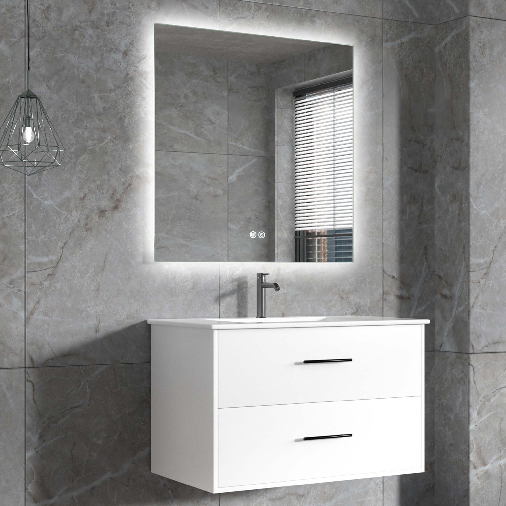Baderomsmøbler | LED speil | Kommode med kran | Murus - 80 cm