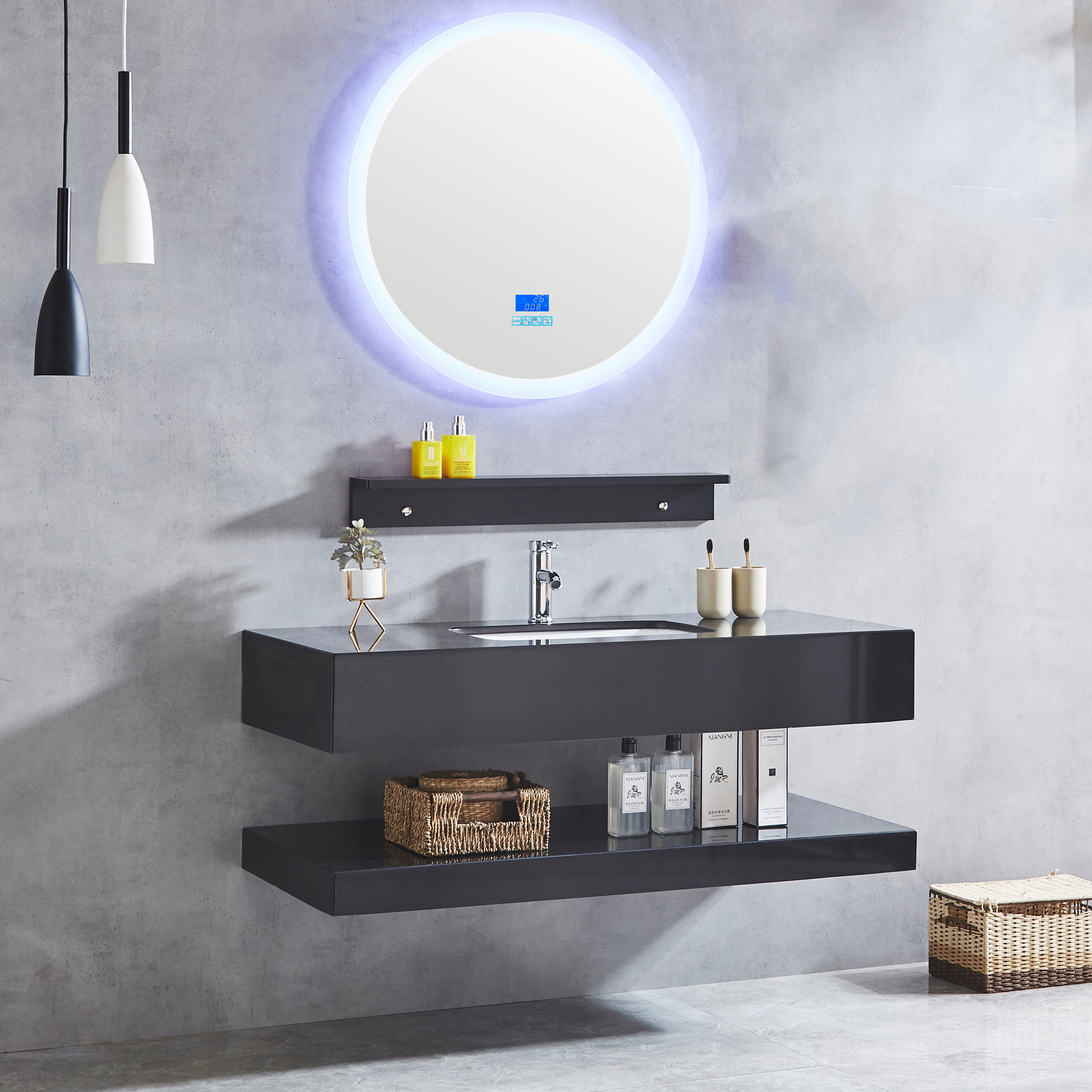 Baderomsmøbler marmor 120cm | LED speil med bluetooth