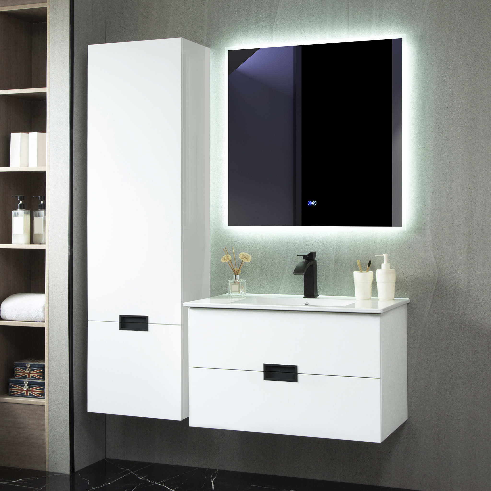 Baderomspakke | Kommode 100cm | Sideskap og LED-speil