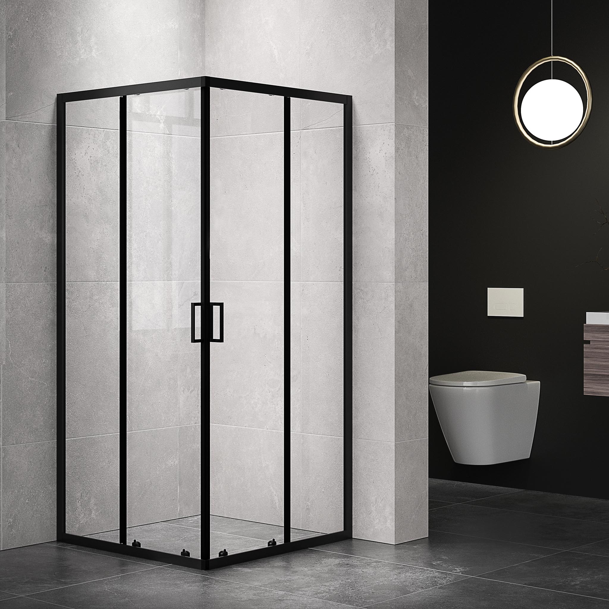 Dusjhjørne 80x190cm | Skyvedør | Moderne design | Svart