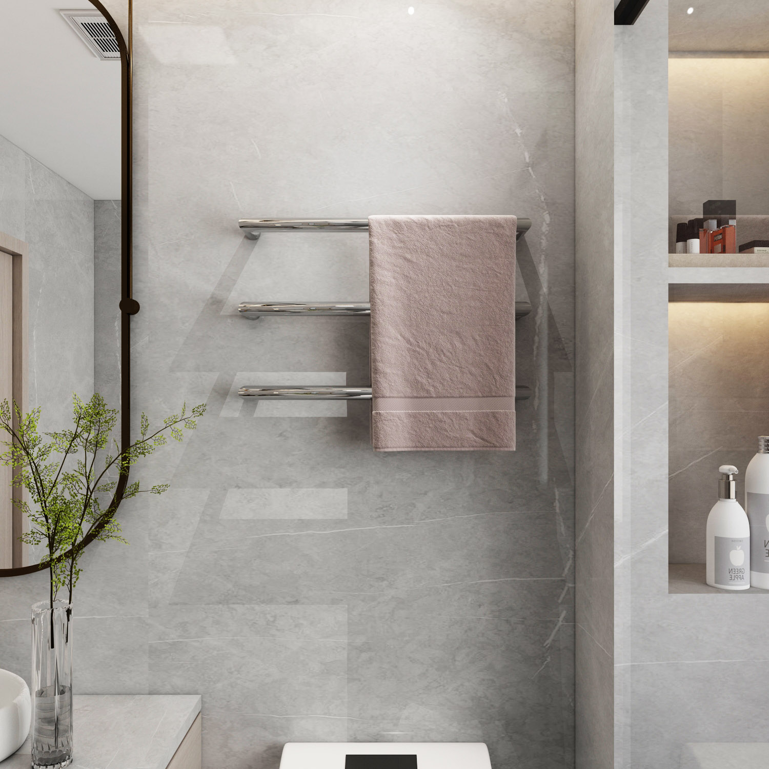 Elektrisk håndklestang 63,2x3,2x10cm | Rustfritt stål | R01B