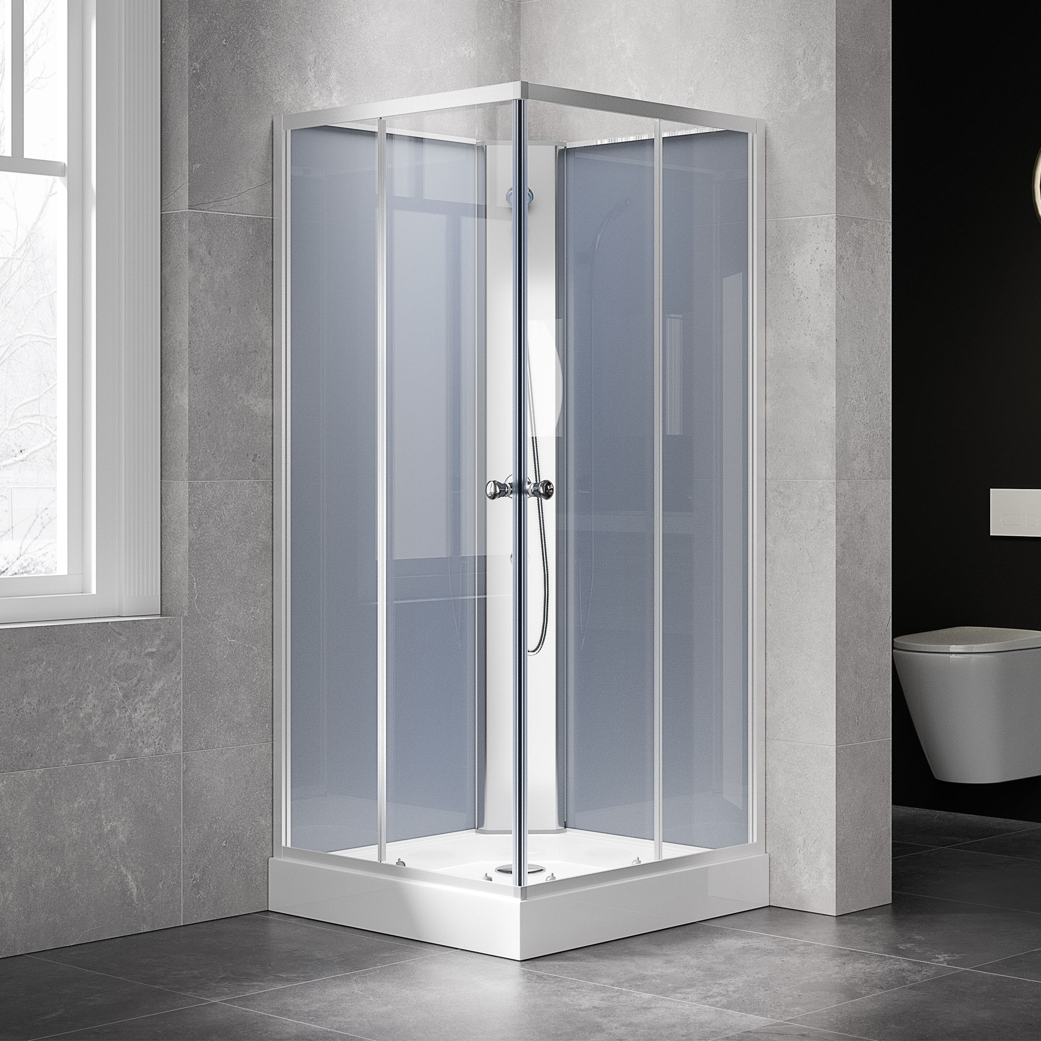 Dusjkabinett 90x90x203cm | Komplett - Aluminiumsprofil