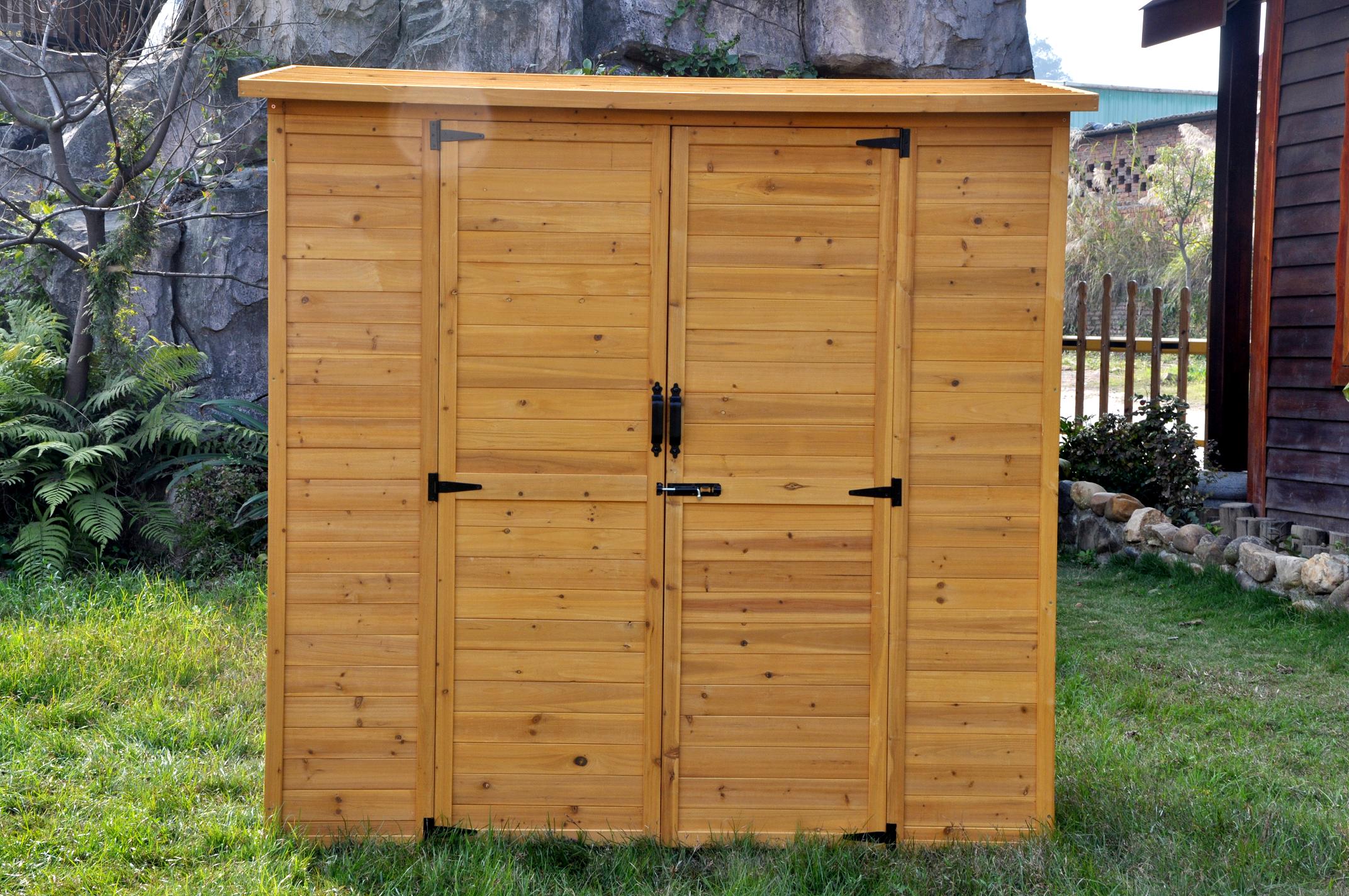 Hageoppbevaringsbod | 190x93x185 cm | Dobbel Dør | Naturlig Trefinish