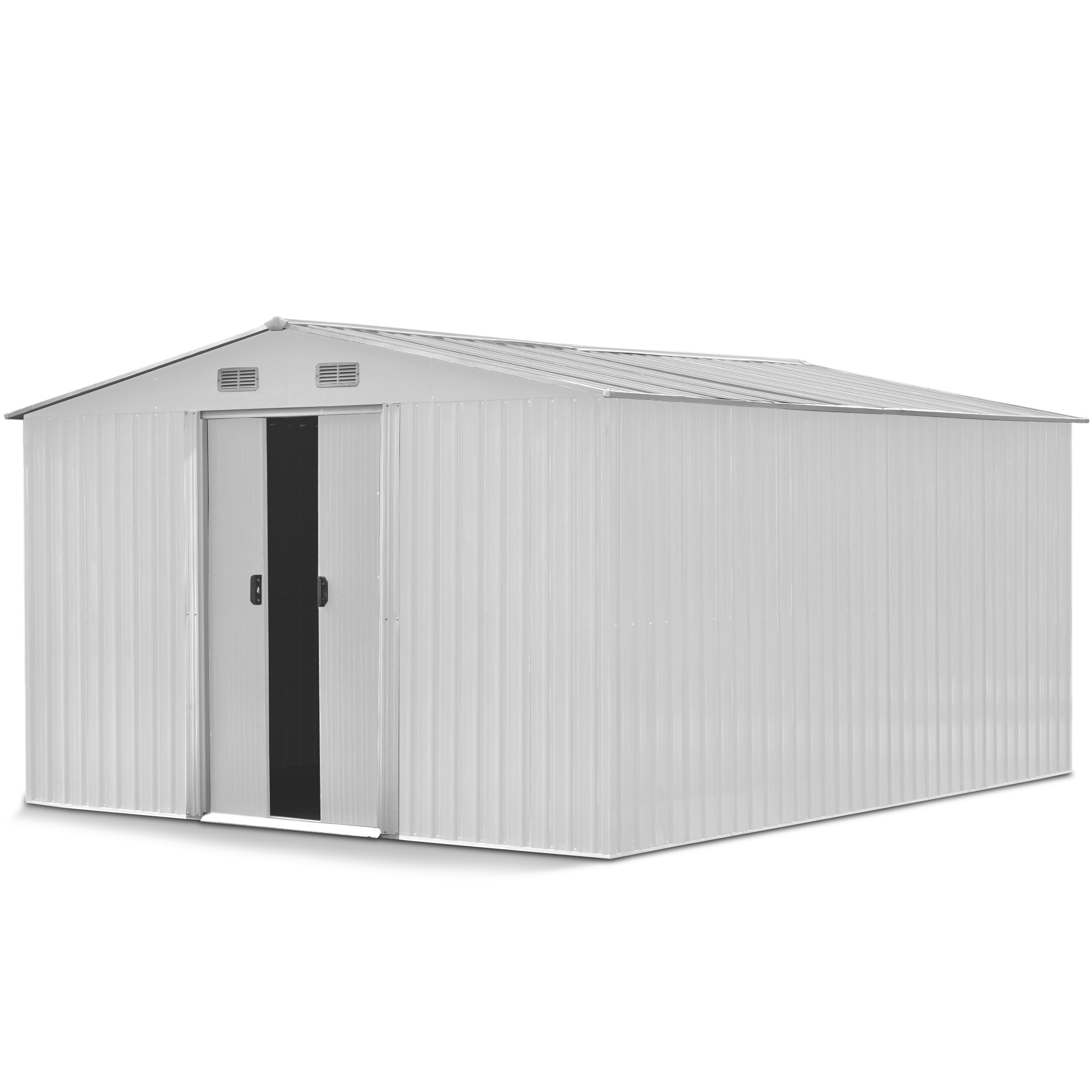 Lager og redskapsbod 12,5m² | Dobbel skyvedør | Base inkludert | Hvit