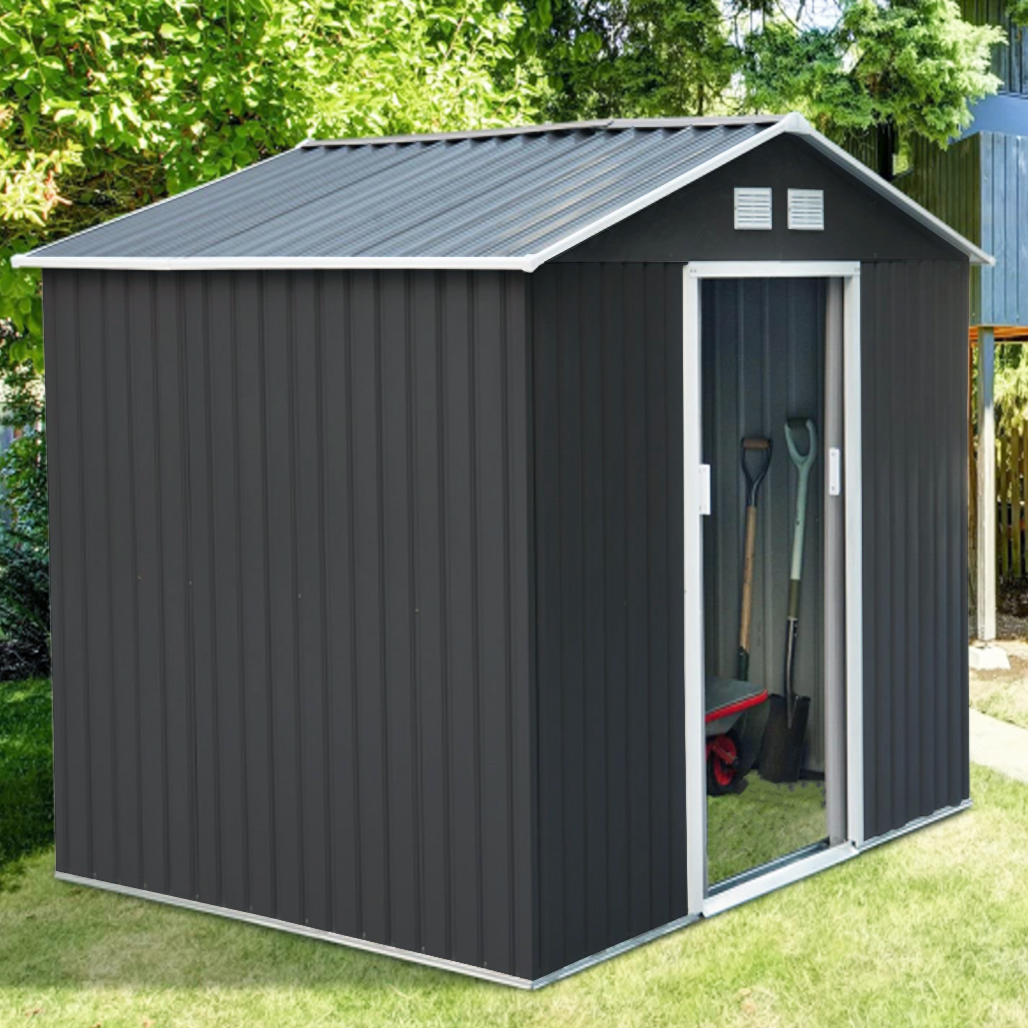 Redskapsbod 5,3m² | Dobbel skyvedør | Base inkludert