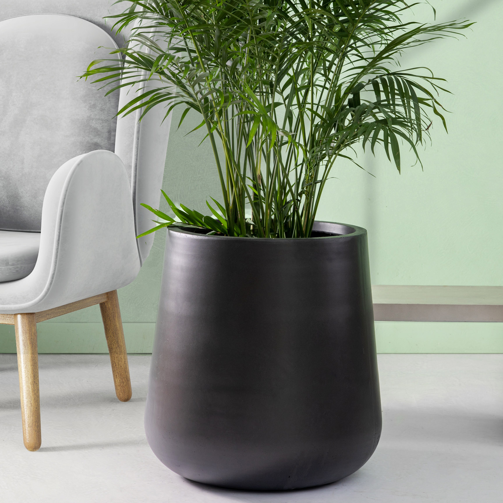 Fiberarmert utegryte | 45 cm | Svart