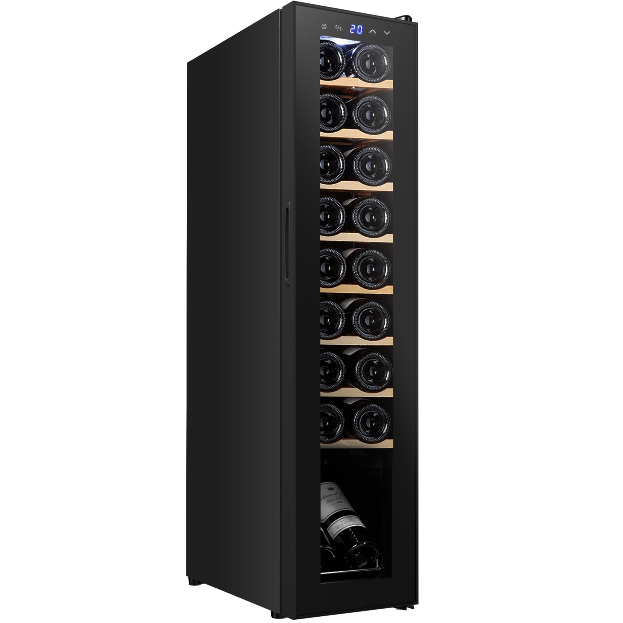 Vinkjøler 6 flasker | Ekstra lydløs | LED-belysning | 26,5 cm smal