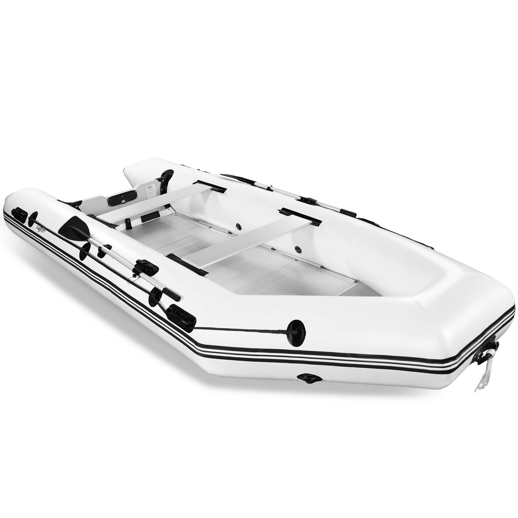 Stor gummibåt 430cm | For 7 personer | Aluminiumdurk | Lyfco - Hvit